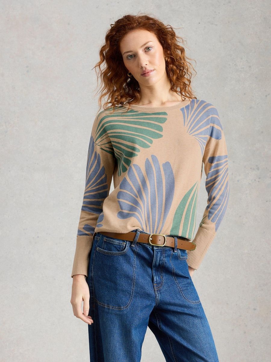Pullover mit Grafikprint aus Baumwollmischung