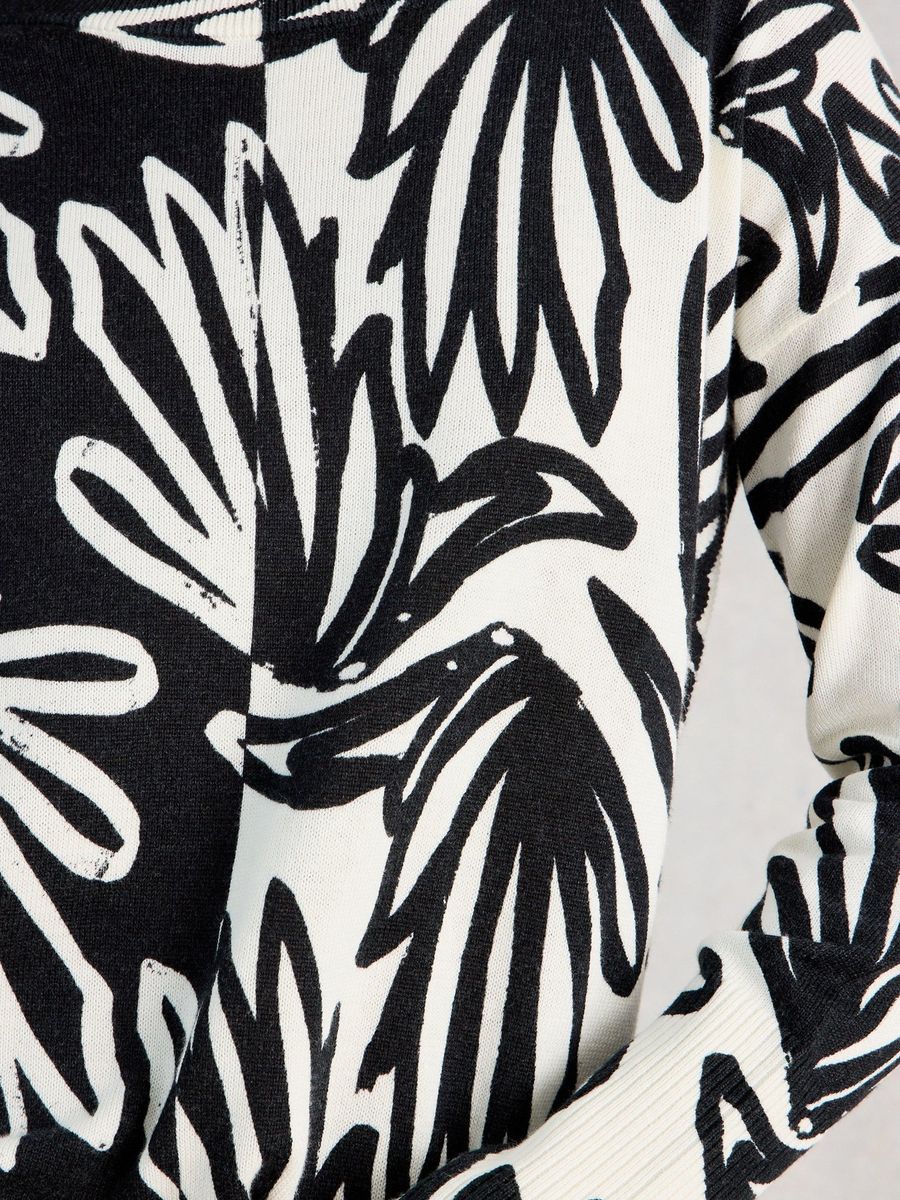 Pullover mit Grafikprint aus Baumwollmischung