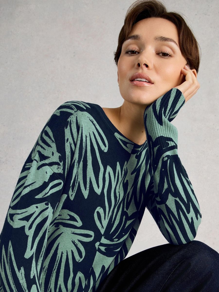 Pullover mit Grafikprint aus Baumwollmischung