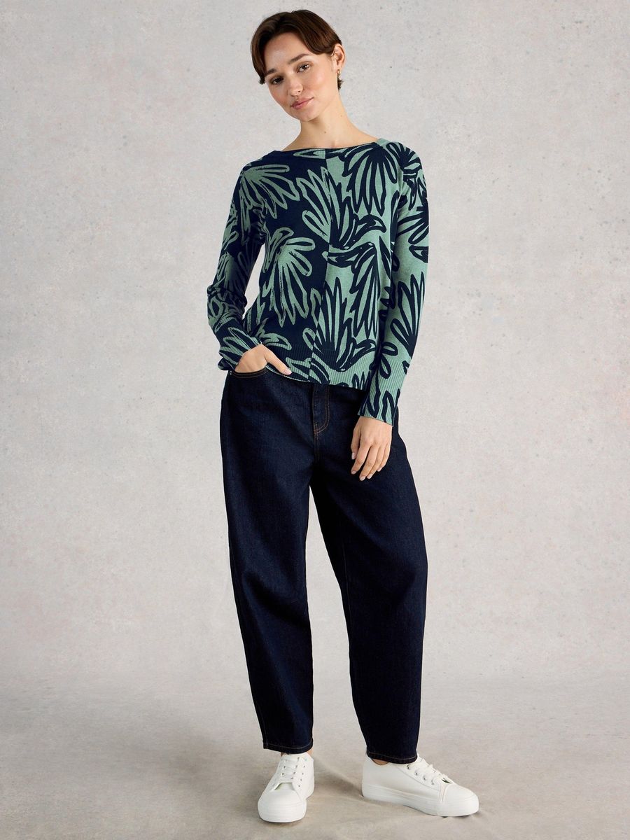 Pullover mit Grafikprint aus Baumwollmischung