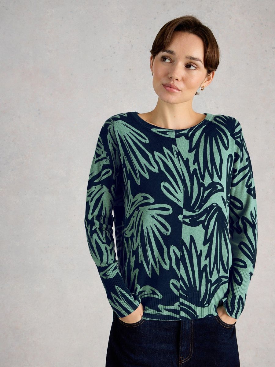 Pullover mit Grafikprint aus Baumwollmischung