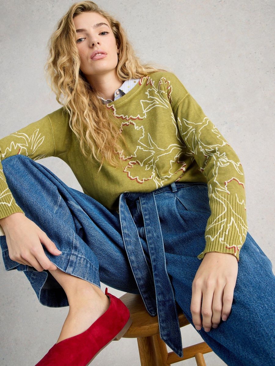 Pullover mit Grafikprint aus Baumwollmischung
