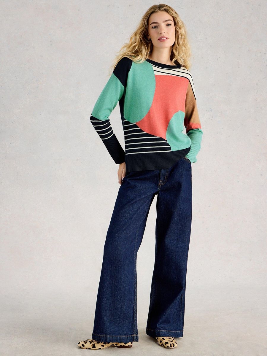 Pullover aus Baumwollmischung mit abstraktem Muster