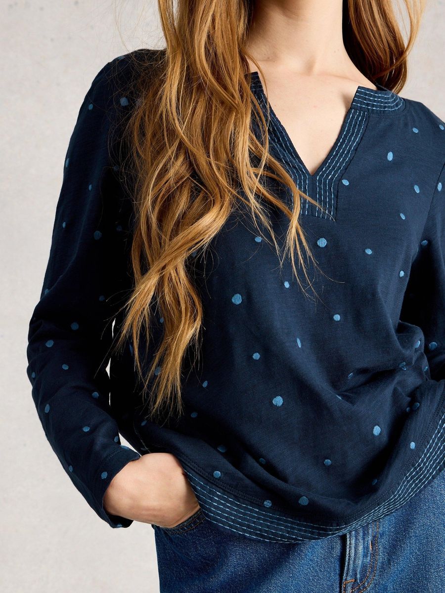 Bedrucktes Langarm-Jersey-Top