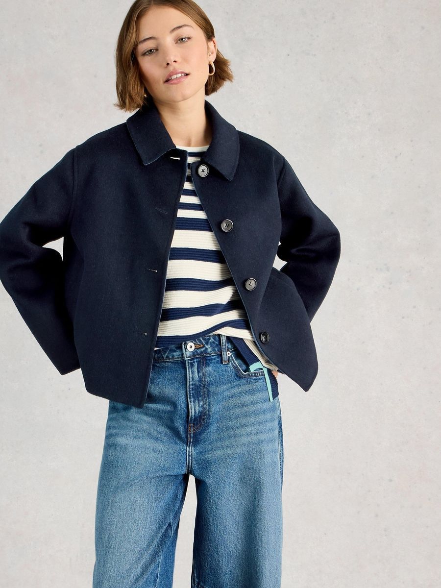 Kurze Boxy-Jacke aus Wollmischung