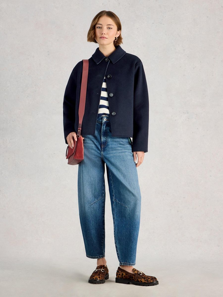 Kurze Boxy-Jacke aus Wollmischung