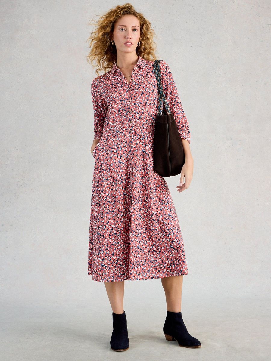 Jersey-Blusenkleid mit Print und 3/4-Ärmeln