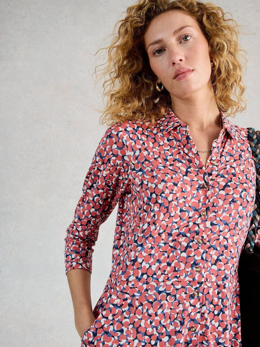 Jersey-Blusenkleid mit Print und 3/4-Ärmeln