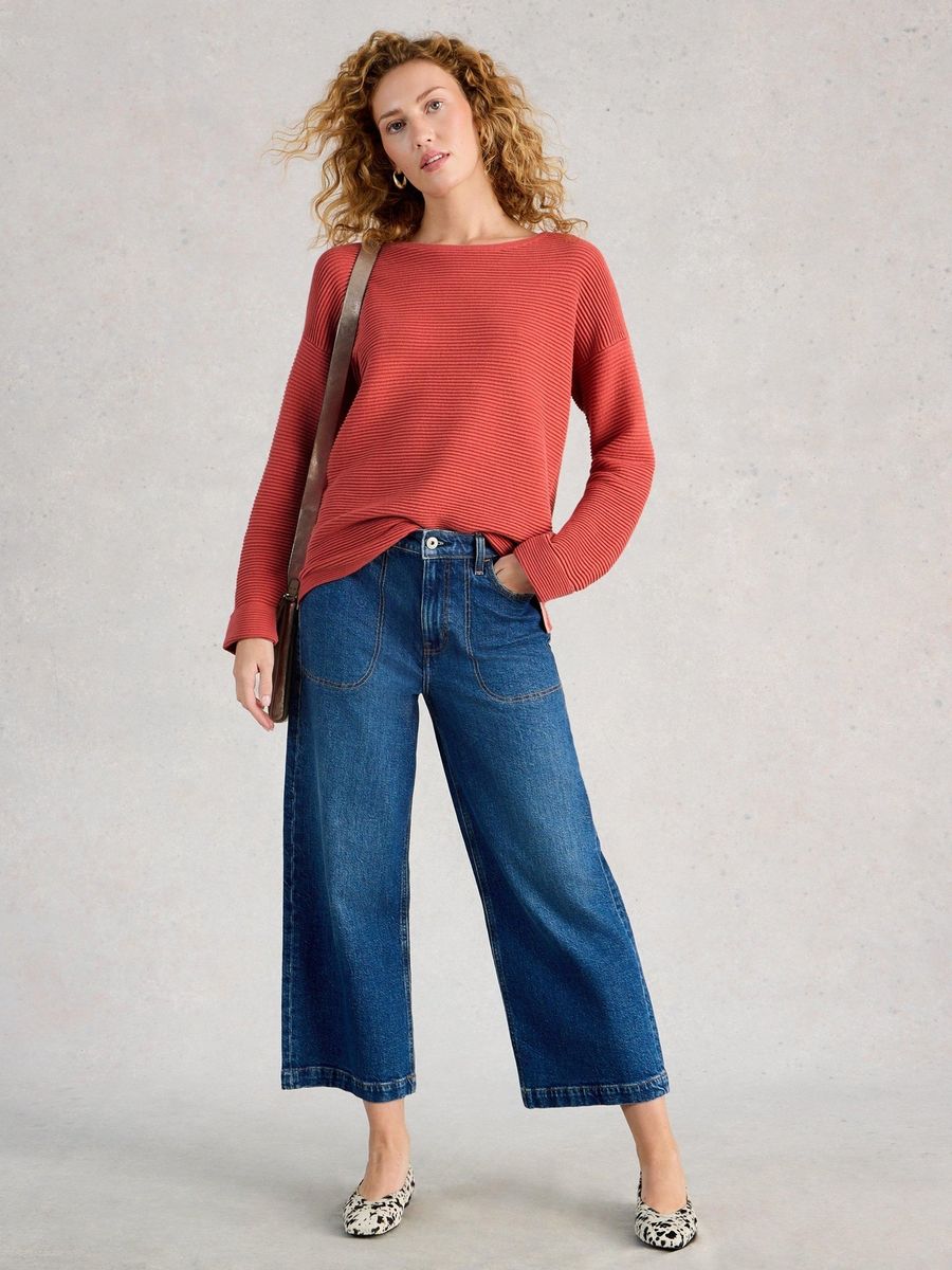 Langarm Pullover mit Rippstrick