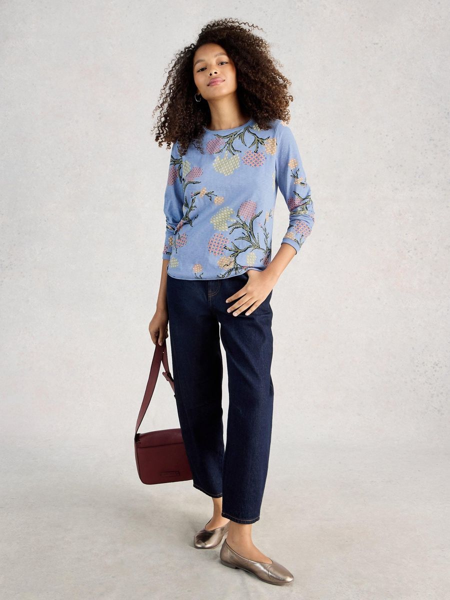 Langarmshirt aus Baumwolle mit Blumenmuster