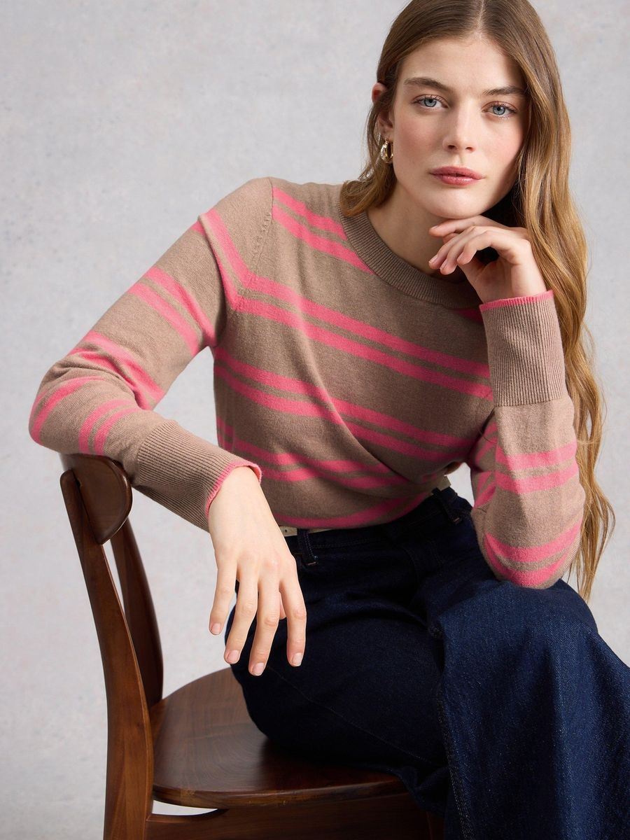 Gestreifter Strickpullover Bio-Baumwollmischung