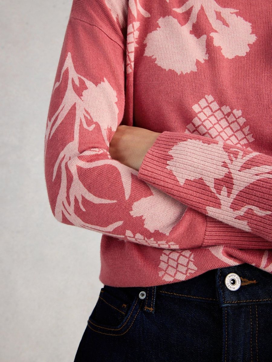 Pullover aus Baumwollmischung mit Blumendruck
