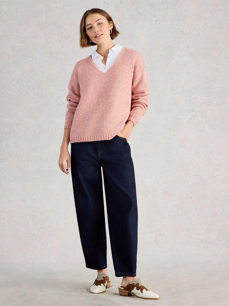 Gemütlicher Strickpullover mit V-Ausschnitt