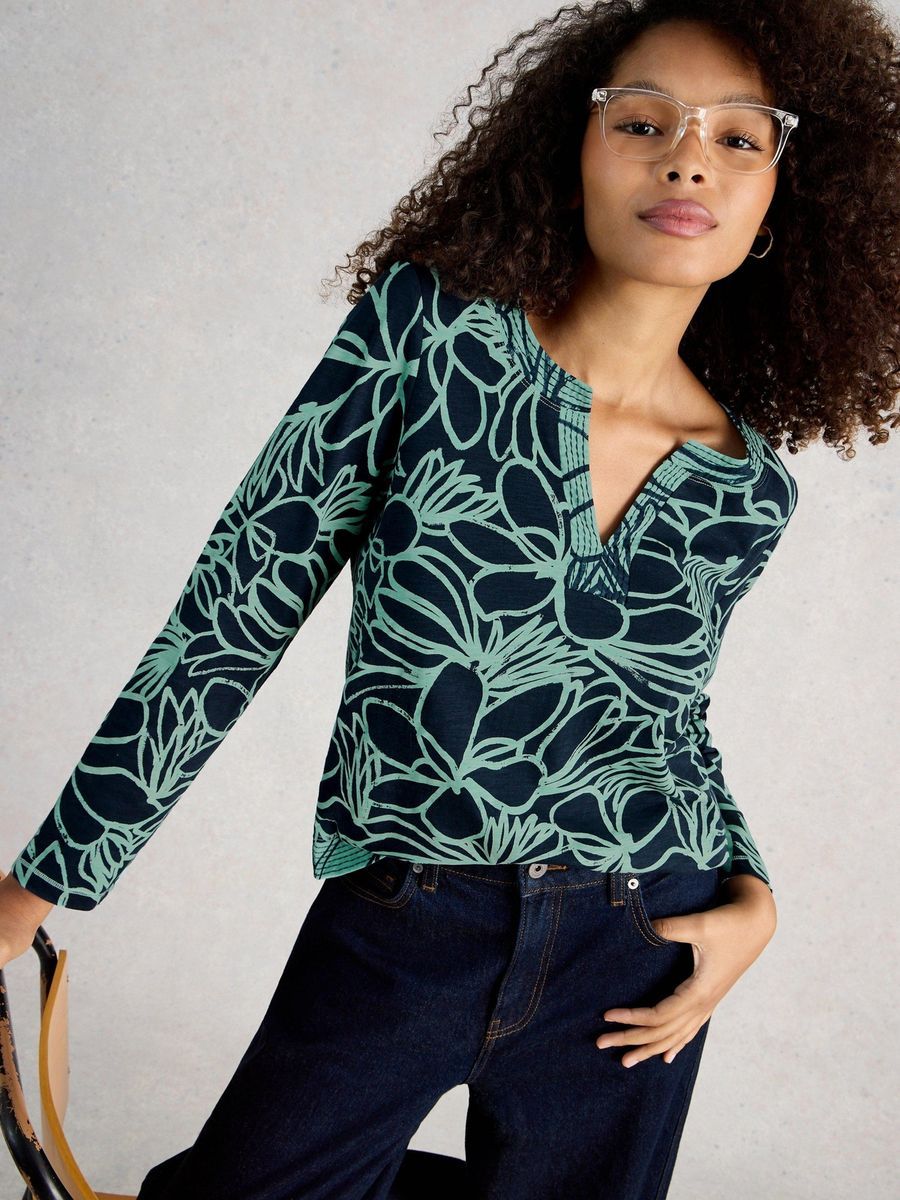 Langarmshirt mit Blumendruck
