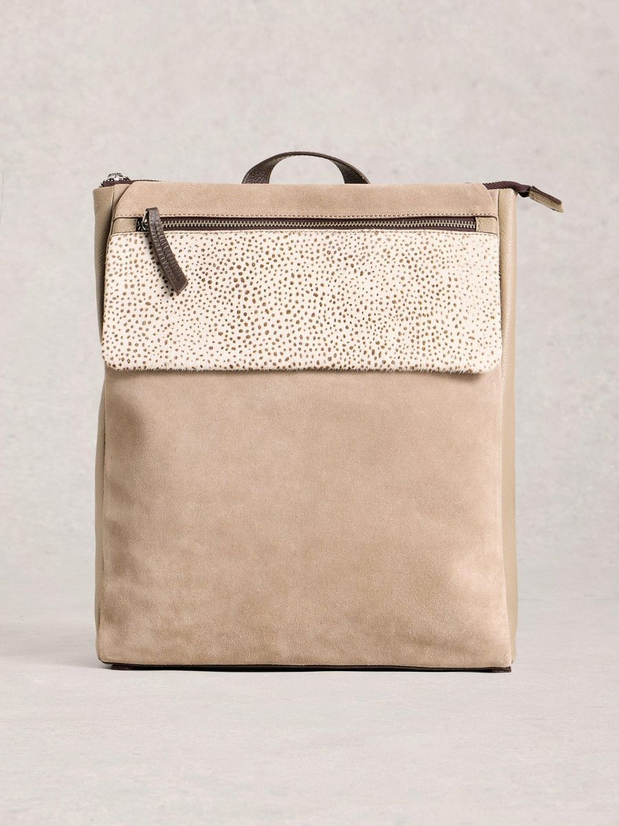 Wildleder-Rucksack mit Klappe