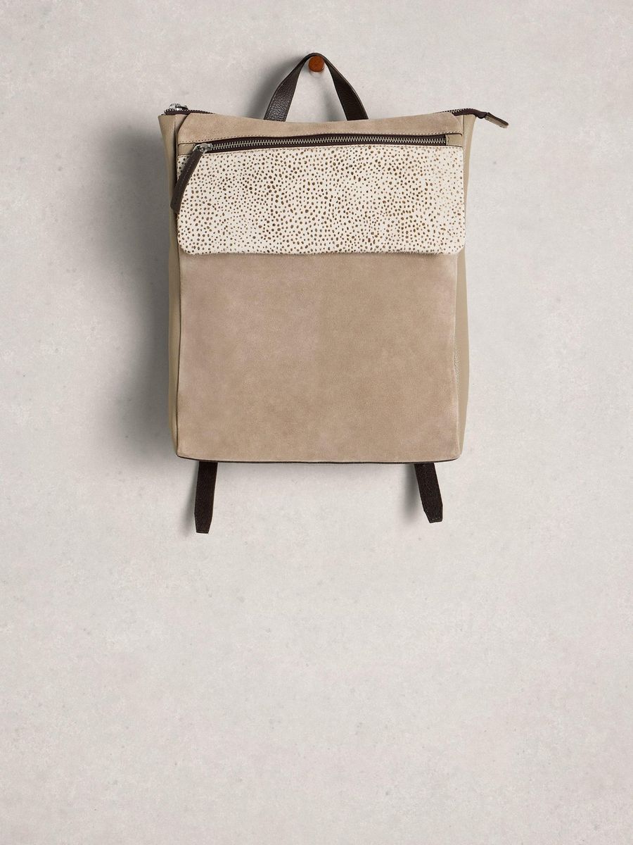 Wildleder-Rucksack mit Klappe
