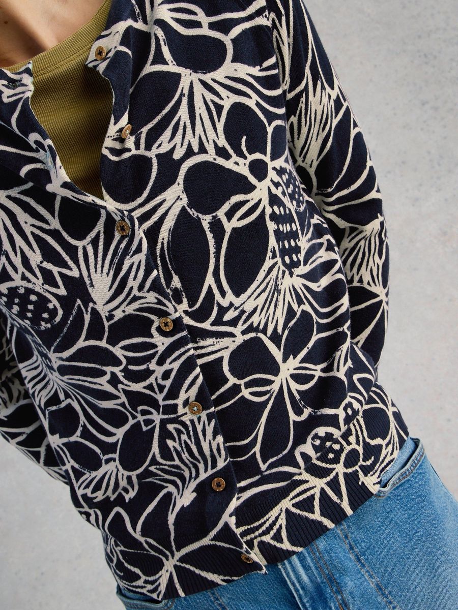 Strickjacke aus bedruckter Bio-Baumwolle
