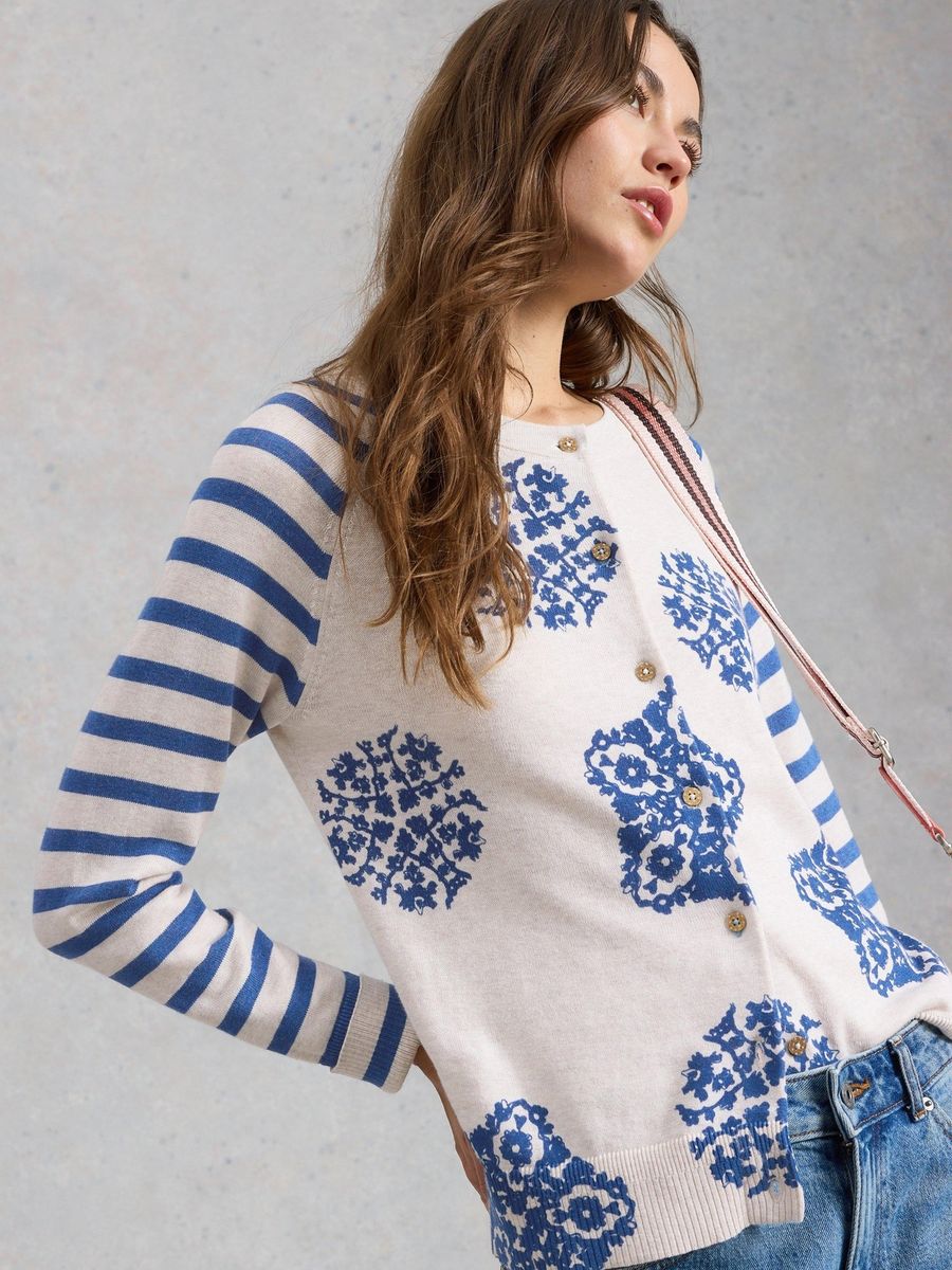 Strickjacke aus bedruckter Bio-Baumwolle