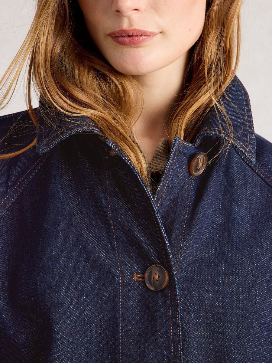 Jeans Trenchcoat mit Kontrastnähten
