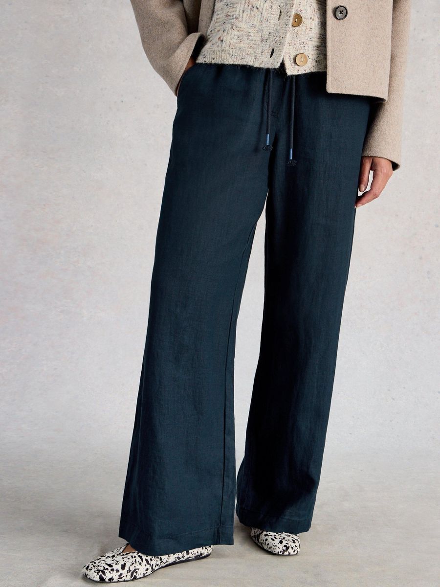 Weite Leinenhose mit Kordelzug