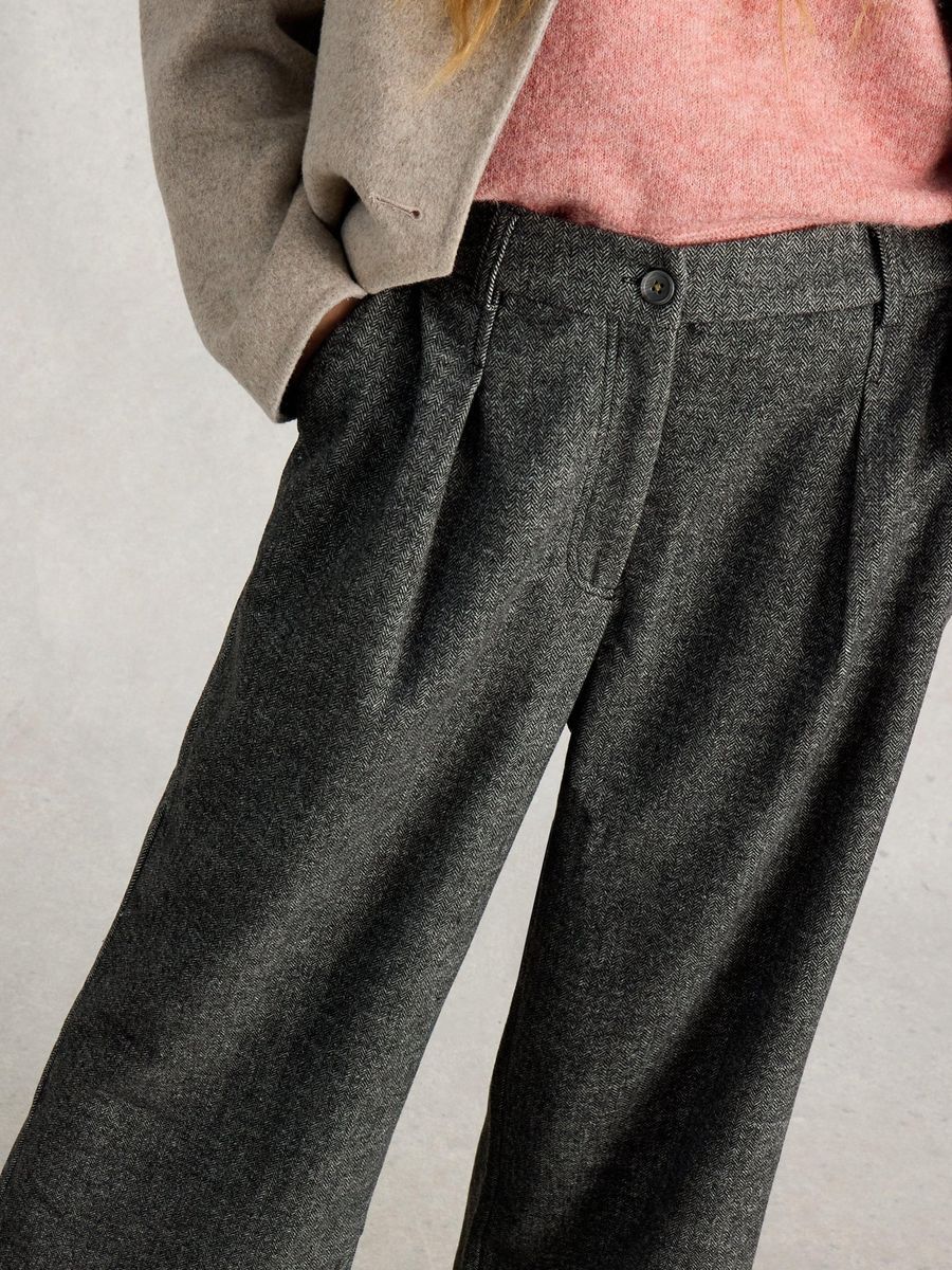 Tweed-Hose Belle mit weitem Bein