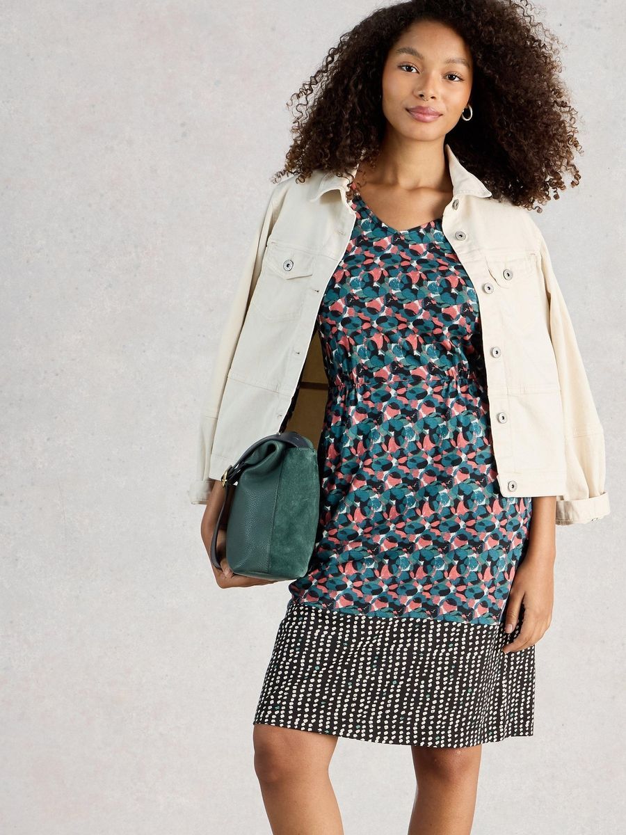 Jerseykleid mit Print und 3/4-Ärmeln