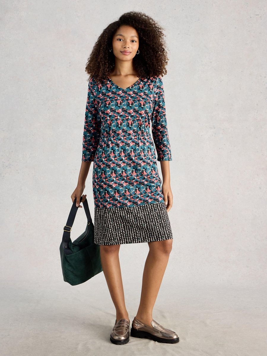 Jerseykleid mit Print und 3/4-Ärmeln