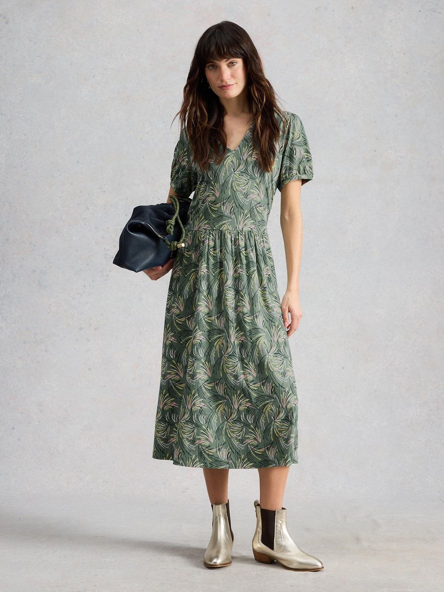 Jerseykleid mit Blumenmuster und langen Ärmeln