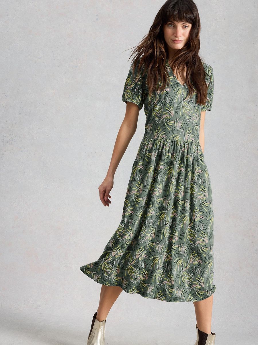 Jerseykleid mit Blumenmuster und langen Ärmeln