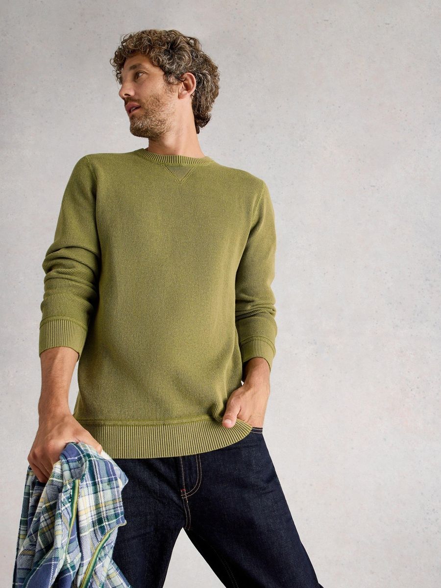 Bio-Baumwoll Strickpullover mit Rundhalsausschnitt