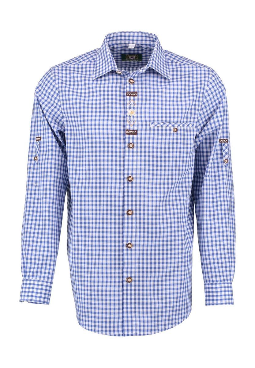 Klassisches blaues Gingham Langarmhemd