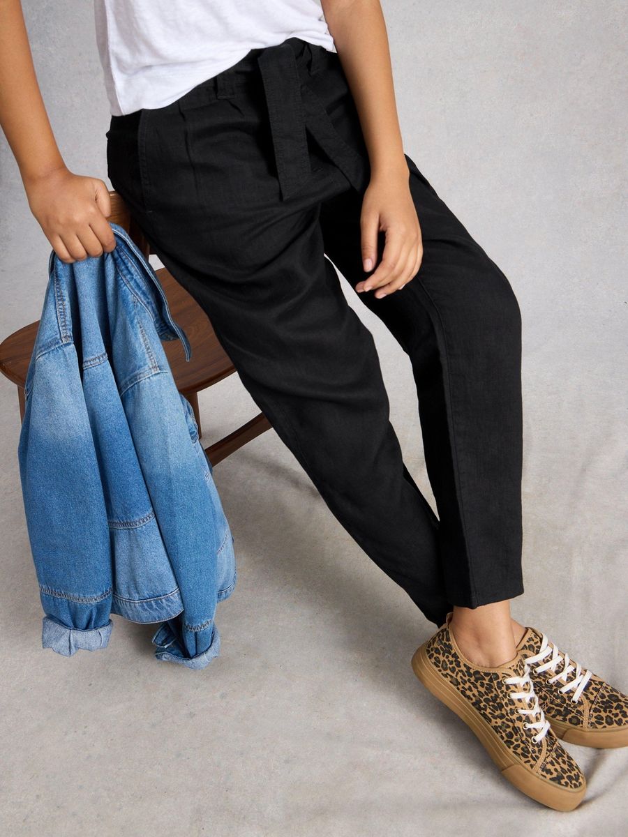 Damen Olivgrüne Leinenhose
