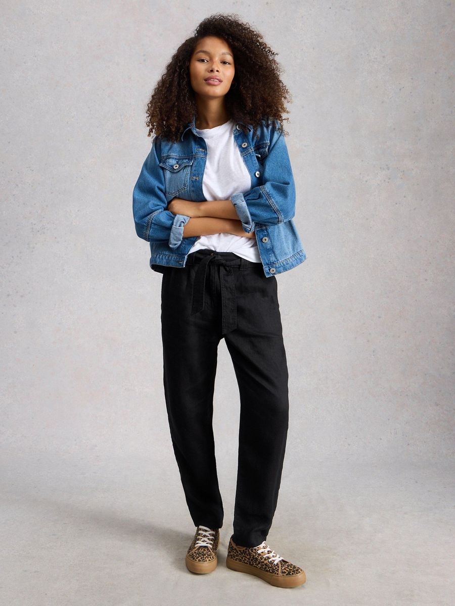 Damen Olivgrüne Leinenhose