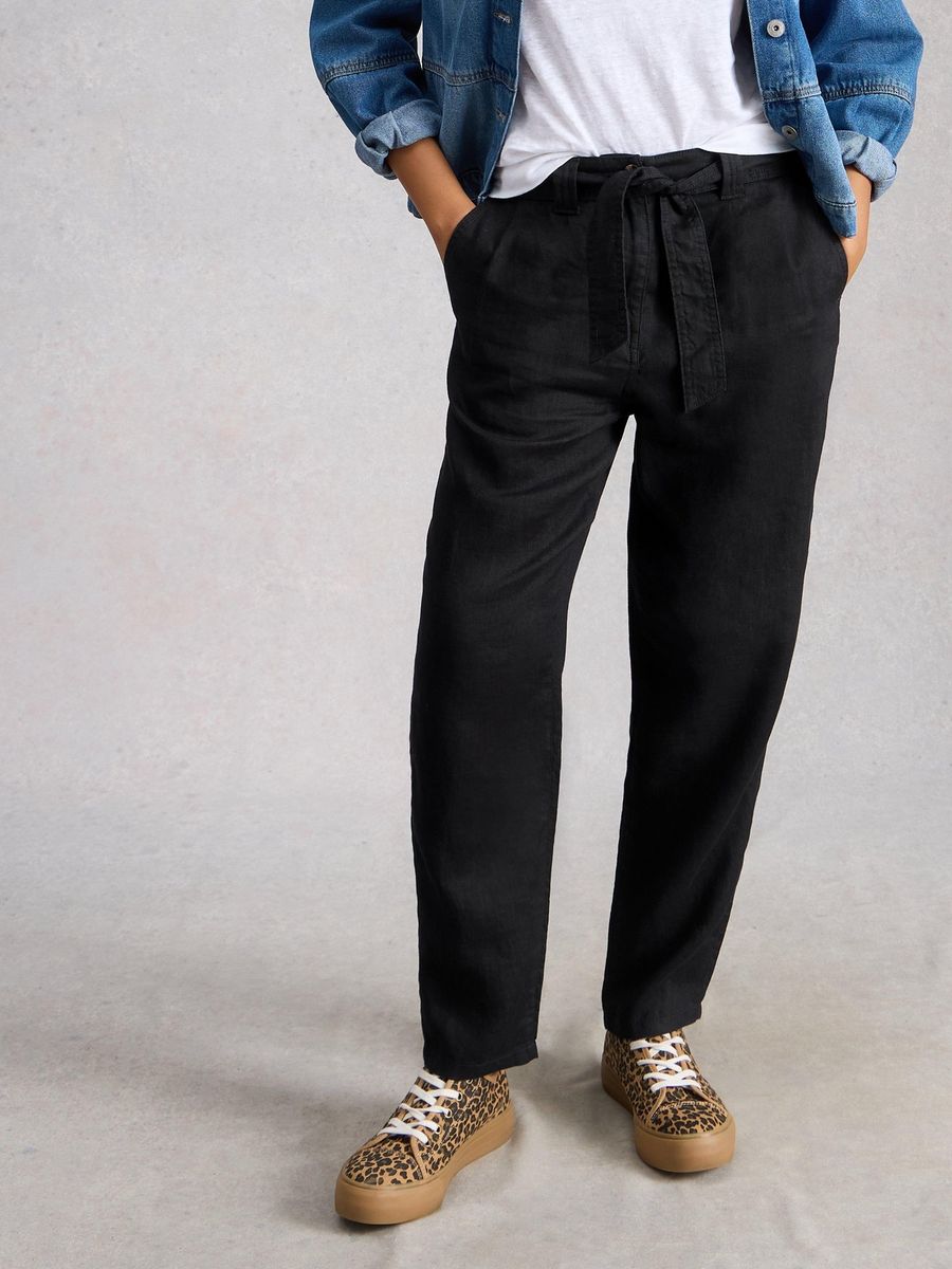 Damen Olivgrüne Leinenhose
