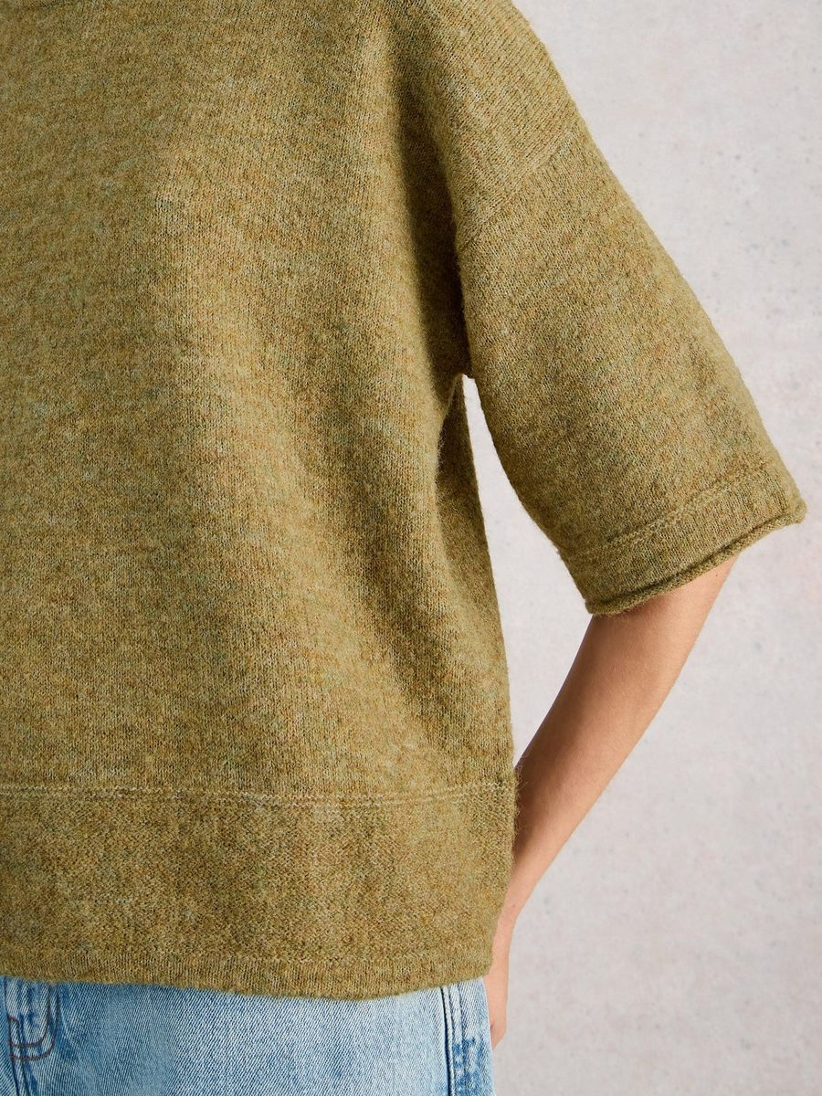 Kastenförmiges Stricktop mit kurzen Ärmeln