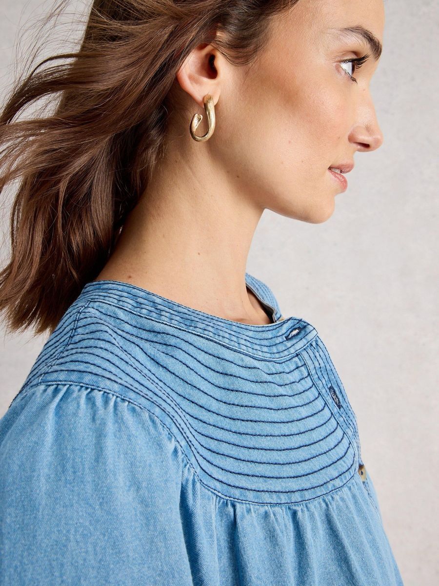 Lässiges Jeans-Tunika-Kleid mit langen Ärmeln