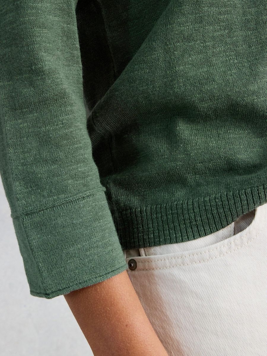 Langarmshirt mit V-Ausschnitt aus Leinenmischung