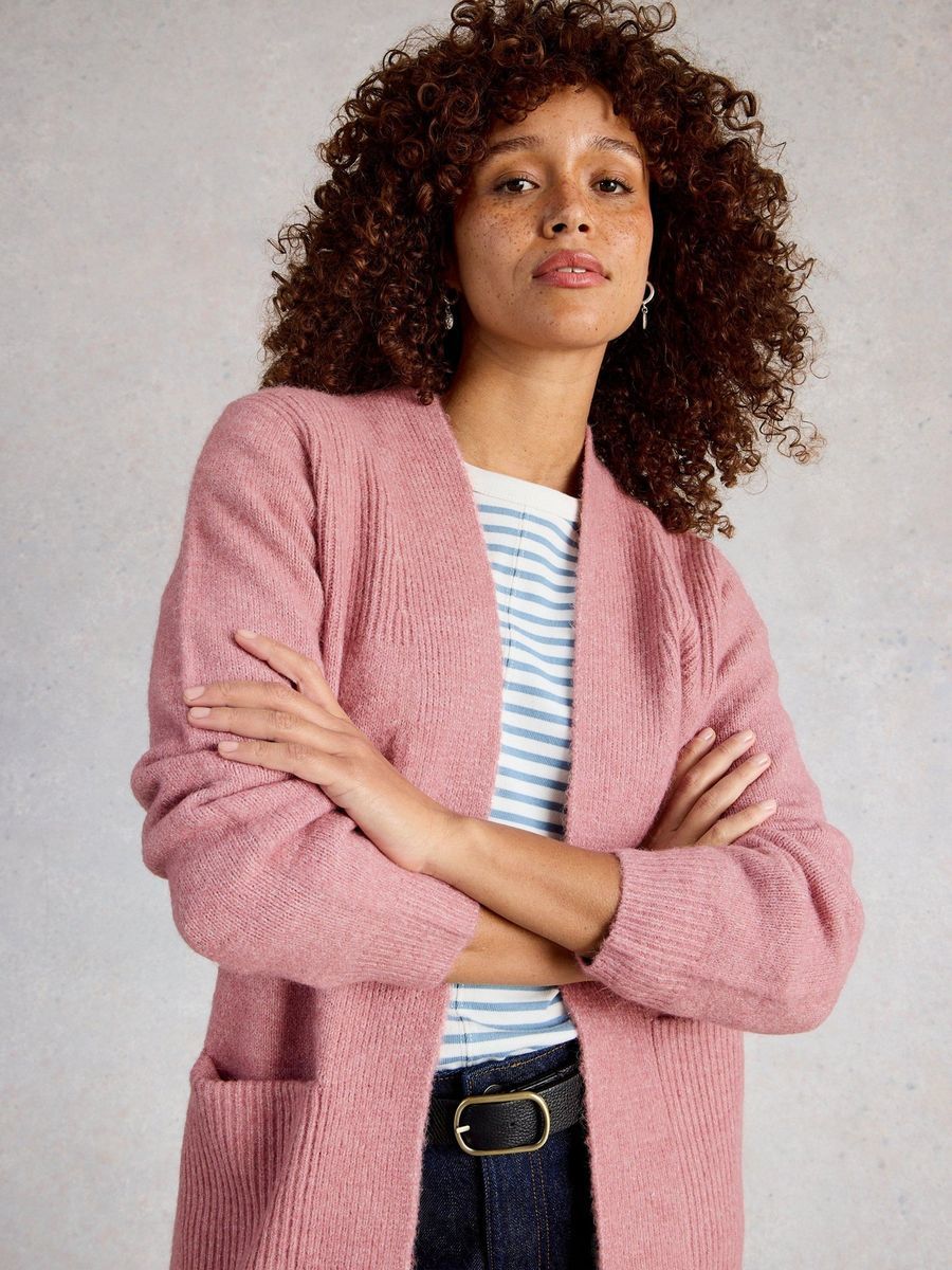 Lange offene Strickjacke
