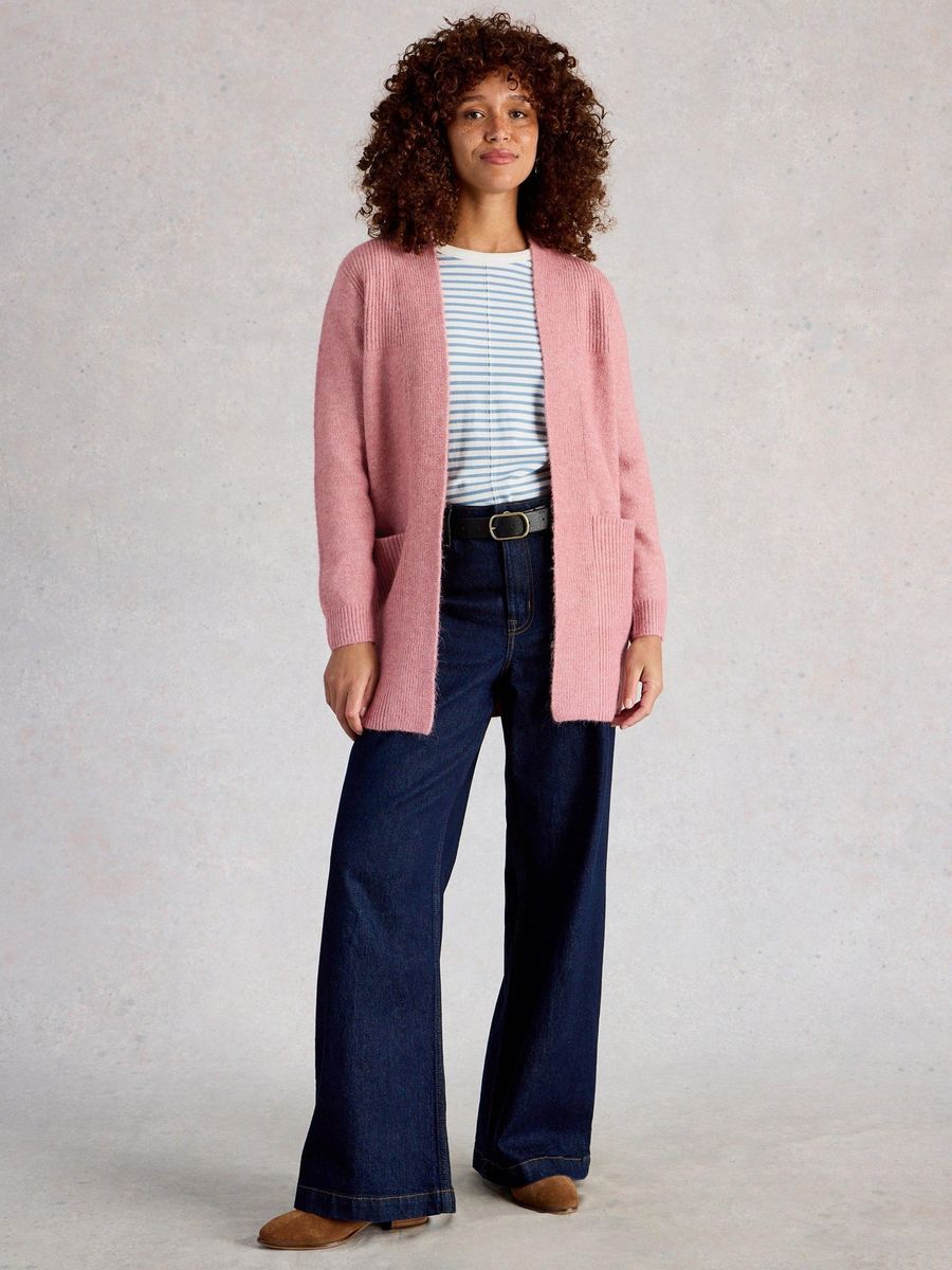 Lange offene Strickjacke