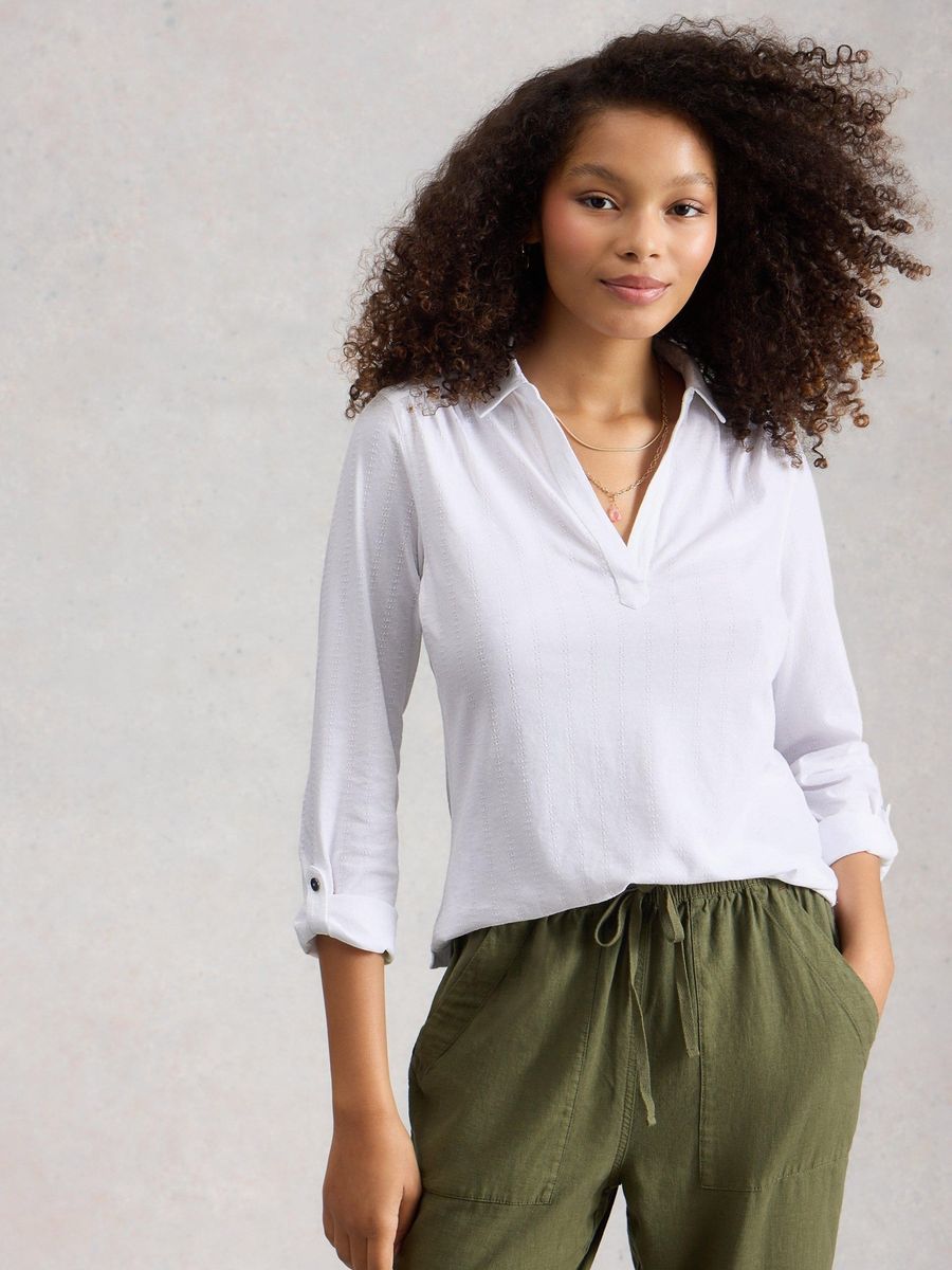 Olivgrüne Jerseybluse mit Manschetten