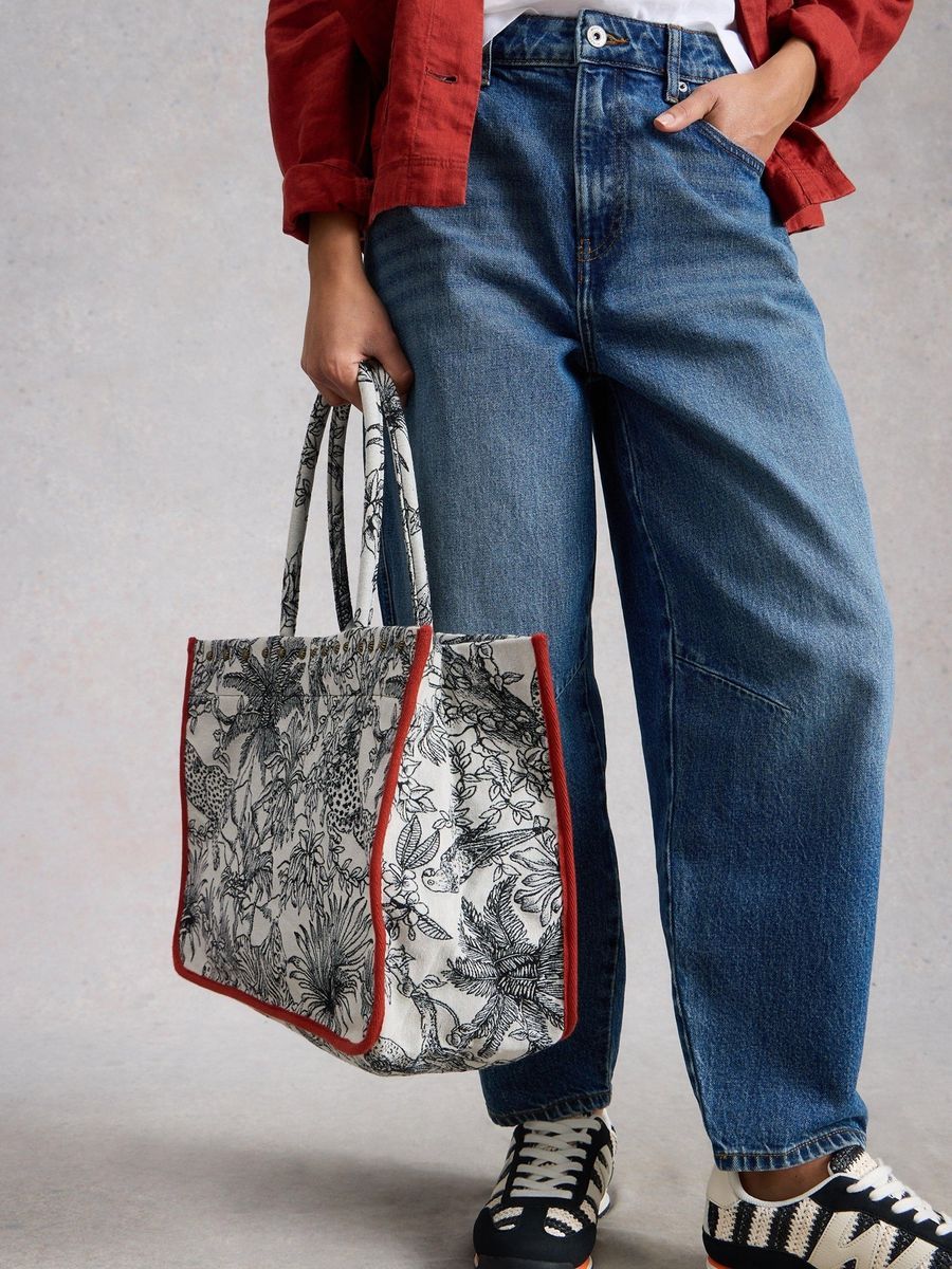 Jacquard Shopper Tote mit Dschungelprint