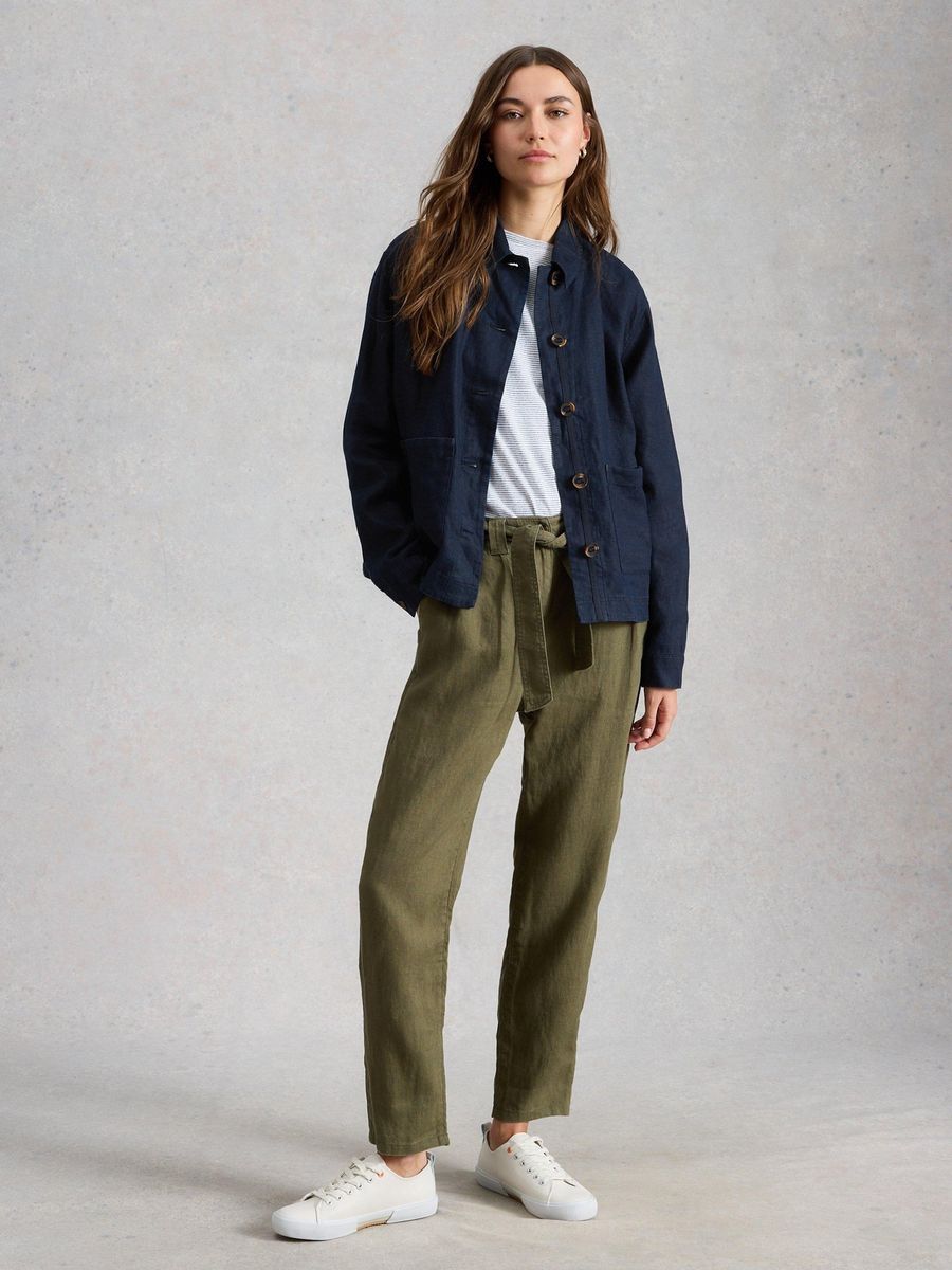 Lässige Leinen Blusenjacke mit Knöpfen