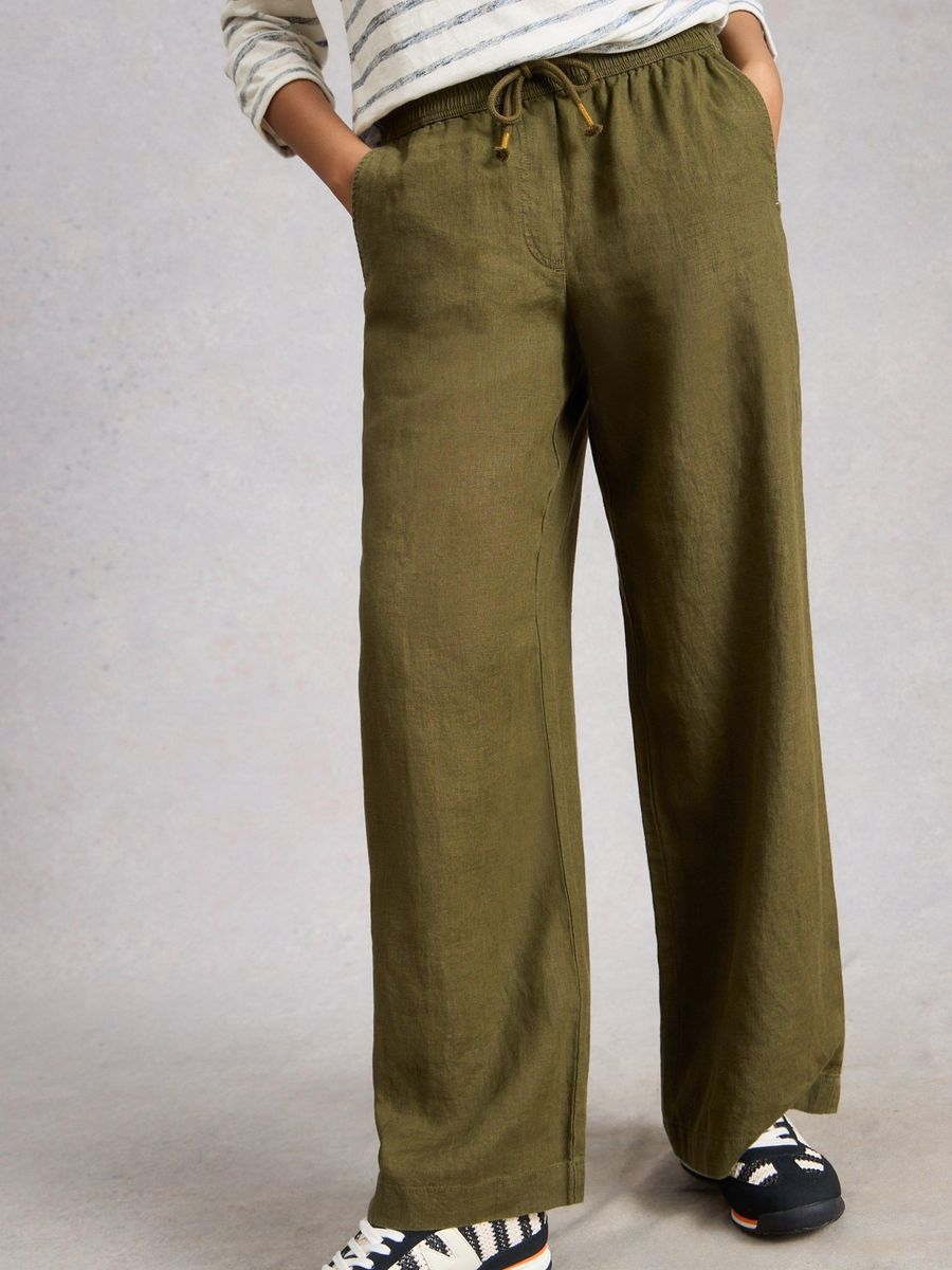 Weite Leinenhose mit Kordelzug