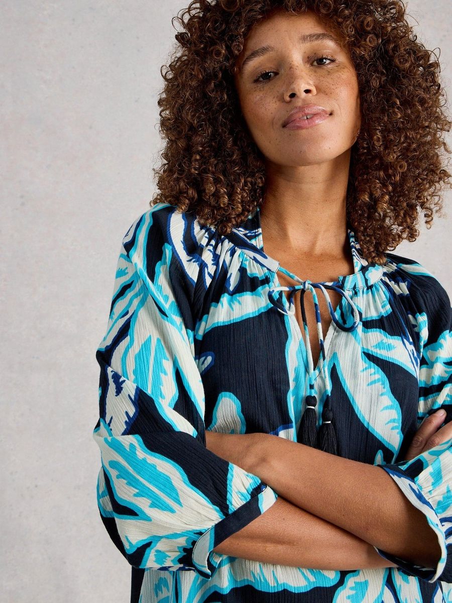 Bio-Baumwoll-Kaftan mit Geometriemuster