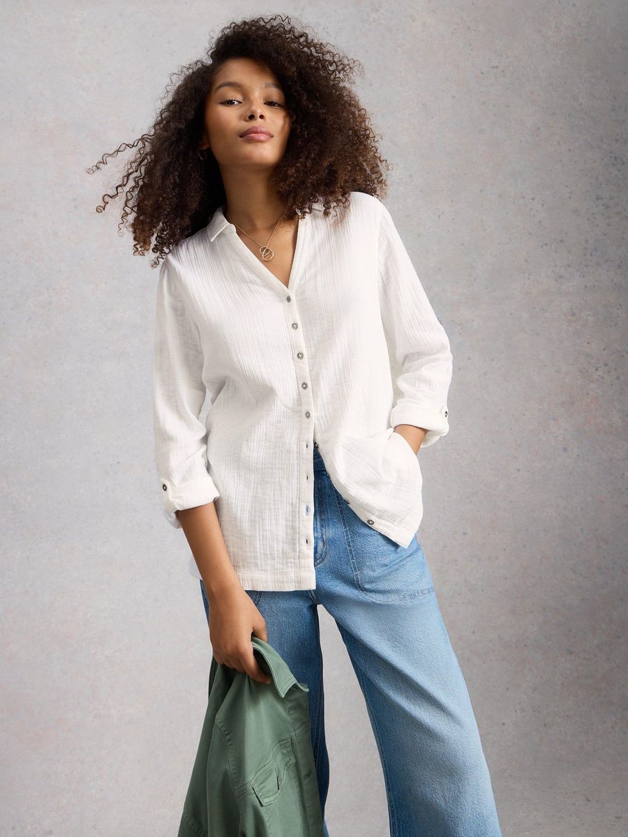 Lange Bluse aus Bio-Baumwoll-Gewebe