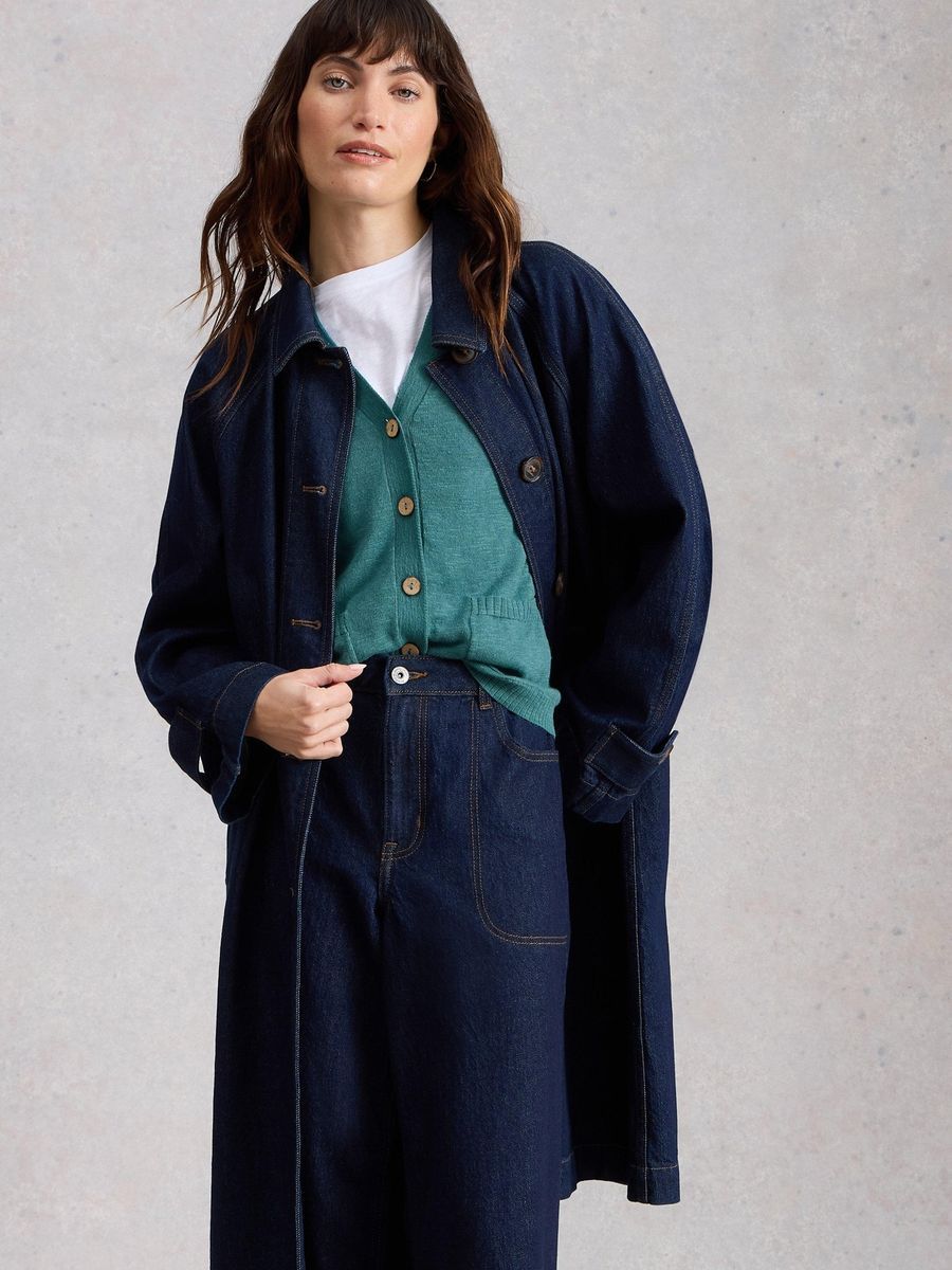 Kurz Strickjacke aus Leinenmischung mit Taschen