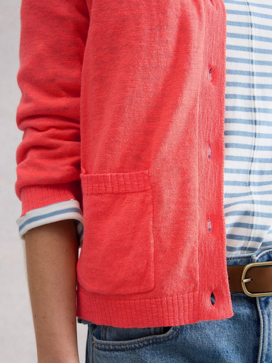 Kurz Strickjacke aus Leinenmischung mit Taschen