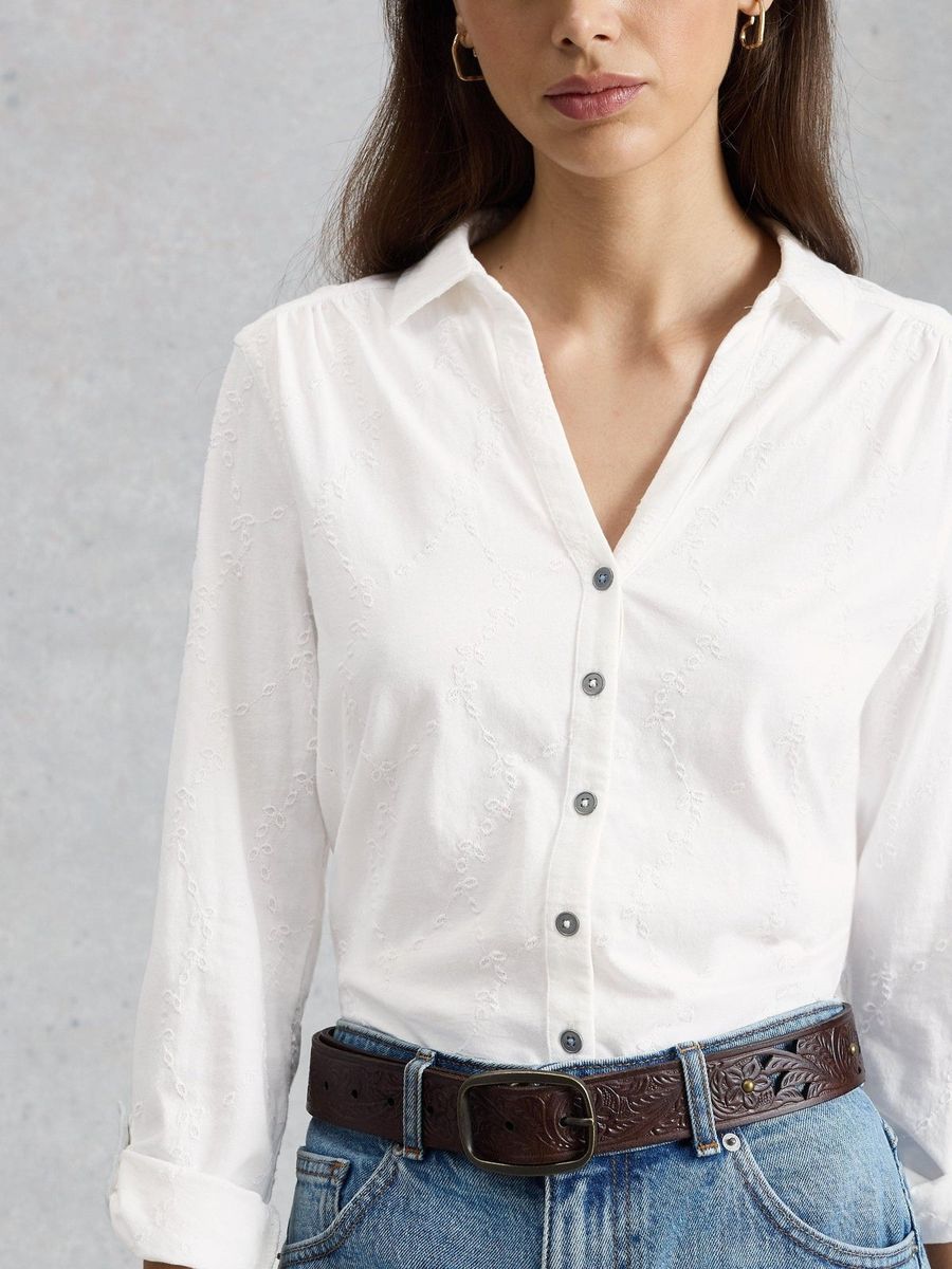 Bestickte Baumwoll-Jerseybluse