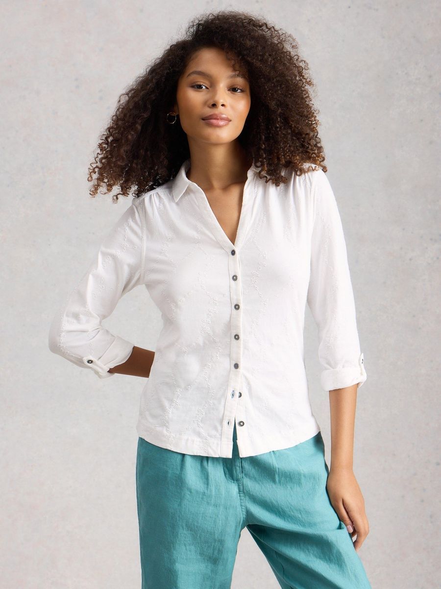 Jerseybluse Annie mit Stickereien