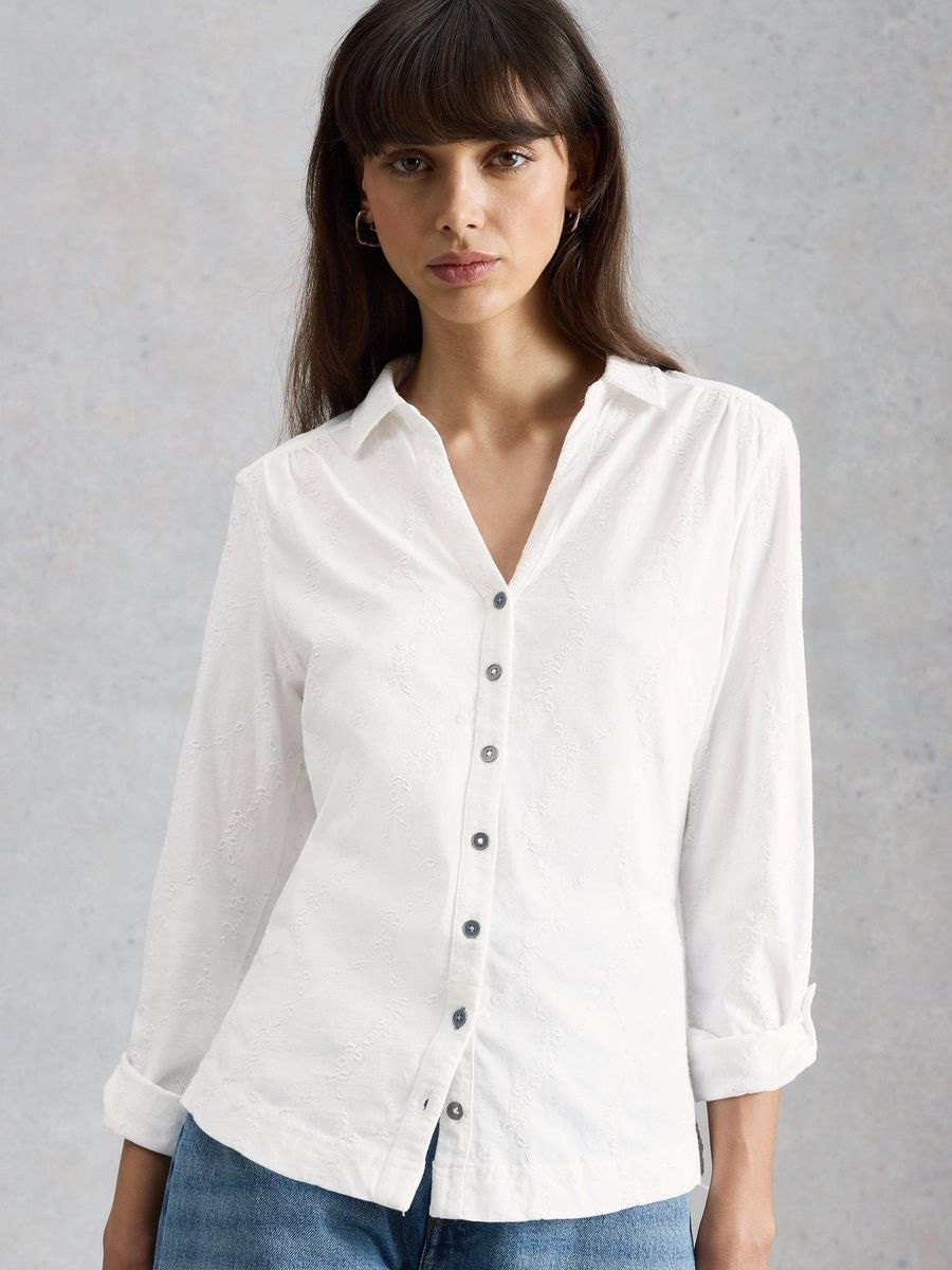 Bestickte Baumwoll-Jerseybluse
